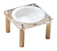 Zhdbchyuu Acrylic Double Bowl High-Legged Di Pet Feeder Anti-Tip Dog Basin Cerc Food Bowl Feeder High-Legged Design A