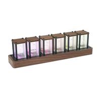 Zhdbchyuu Adventurers Nixie Tube Clock, Cool Clock, Retro Wooden Shell LED Full Color Custom RGB and 12/24h Display,Decorate Room
