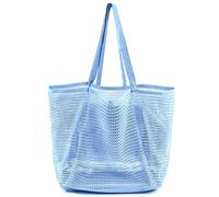 Zhdbchyuu Beach Bags for Women, Summer Travel Mesh Tote Bag with Large Inner Pocket, Sandproof Woven Shoulder Handbag