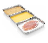 Zhdbchyuu Breading Trays Set of 3, Interlocking Stainless Steel Tray for Chicken, Fish, Or Meat, Deep Dredging Trays for Breading
