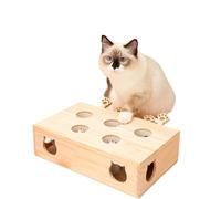 Zhdbchyuu Cat Toys Interactive Whack-A-Mole Solid Wood Toy for Indoor Cats Kitten Catch Mice Game