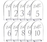Zhdbchyuu Clear Arch Table Numbers for Wedding,7 X5 in Arched Acrylic Table Numbers 1-10 with Stands for Anniversary,Party Wedding