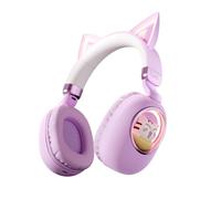 Zhdbchyuu Cute Cat Ear Bluetooth 5.3 Wireless Headset for Kids Girls Foldable Cat Earphone Birthday Gift with LED Lights B