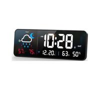 Zhdbchyuu Digital Wall Clock,Large Display with Network Auto-Synced,Corded Smart LED Alarm Clocks Real-Time Shows Weather,Humidity