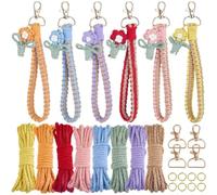 Zhdbchyuu DIY 6 Sets Phone Charms Making Kit Phone Wrist Strap Macrame for Beginner Smartphone Key Purse Bag Wallet