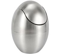 Zhdbchyuu Egg-Shaped Stainless Steel Mini Trash Can with Swing Lid, Sl esktop Bin for Bedside Dining Table