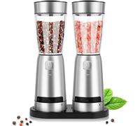 Zhdbchyuu Electric Salt and Pepper Grinder Set,with LED Lights,Stainless Steel Automatic Pepper&Salt Mill Adjustable Coarseness