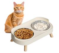 Zhdbchyuu Elevated Cat Bowl, Raised Cat Food and Water Bowl Set for Indoor Cats, Splash Proof with 2 Stainless Steel Pet Bowls