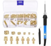 Zhdbchyuu Heat Embedded Nuts Adaptors M2 M3 M-4 M5 M6 M8 Head Insertion Tips Kit for 936 Soldering Iron Pen(EU Plug)