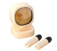 Zhdbchyuu HiFi Stereo Retro Audios Ambient Light Karaoke Speaker Household Children's Wireless Smart Bluetooth Speaker with 2 Mics