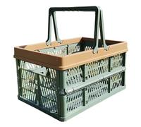 Zhdbchyuu Japanese Style Foldable Picnic Basket - Large Spring Outing Tote for Shopping & Vegetables Green