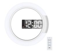 Zhdbchyuu LED Mirror Hollow Wall Clock with Control Round Digital Clock Wall Decoration Light 7 Color Night Light 12/24H Mode