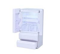 Zhdbchyuu Light-Up Mini Double-Door Refrigerator 1:12 Scale Dollhouse Fridge, LED Miniature Kitchen Appliance Model