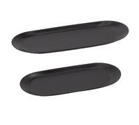 Zhdbchyuu Luxurious Stainless Steel Vanity Tray Set, Decorative Trinket Serving Trays for Bedroom and Bathroom, Black