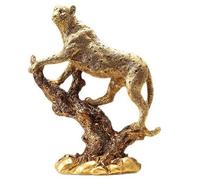 Zhdbchyuu Luxury Golden Leopard Statue on Branch,Cheetah Sculpture, Elegant Wild Animal Figurine for Home and