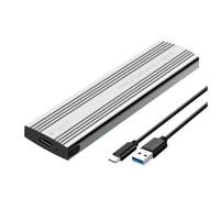 Zhdbchyuu M.2 SATA SSD Enclosure Case USB3.2 Gen1 5Gbps Type-C External Hard Drive Box M.2 NGFF B+M Key M.2 SSD Case Silver