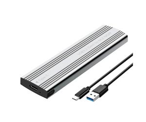 Zhdbchyuu M.2 SATA SSD Enclosure Case USB3.2 Gen1 5Gbps Type-C External Hard Drive Box M.2 NGFF B+M Key M.2 SSD Case Silver