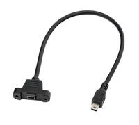 Zhdbchyuu Mini USB USB 2.0 Male Connector to Mini USB 2.0 Female Extension Cable Pitch 27.5mm with Screws Panel Mount Hole 0.5m