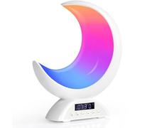 Zhdbchyuu Moon Shaped Wire Bluetooth Touch Adjustable Bedroom Sound Ambient Romantic Lighting Alarm Clock Function