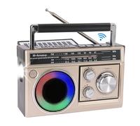 Zhdbchyuu Portable AM FM Radio, Retro Pocket Radio with Bluetooth Speaker and Flashlight, Strong Reception with Colorful Lights