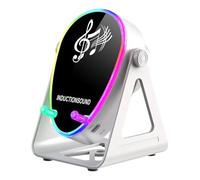 Zhdbchyuu Portable Wireless Bluetooth 5.3 Speaker RGB Lights 180° Rotating Phone Holder Surround Sound Music Player White