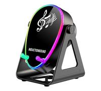 Zhdbchyuu Portable Wireless Bluetooth 5.3 Speaker RGB Lights 180° Rotating Phone Holder Surround Sound Music Player Black