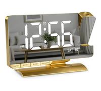 Zhdbchyuu Projection Alarm Clock,7.3" Mirror Clock,Dual Alarm with 3 Mode,Bright Adjust,DST,Snooze,Charging Port, for Desk Teens