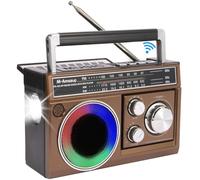 Zhdbchyuu Radios Portable AM FM Radio Retro Pocket Radio with Bluetooth Speaker Flashlight Strong Reception with Colorful Lights