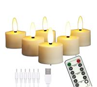 Zhdbchyuu Rechargeable Small Flameless Tea Light Candles with Remote Function, LED Votive 2/4/6/8 Hours Timer 1.5" X2.17"
