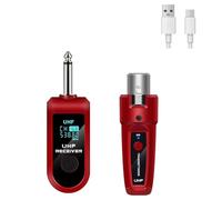 Zhdbchyuu Red UHF XLR Adapter System Wireless Microphone Transmitter Receiver for Dynamic Microphone Guitar Audio Mixer PASystem A