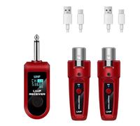 Zhdbchyuu Red UHF XLR Adapter System Wireless Microphone Transmitter Receiver for Dynamic Microphone Guitar Audio Mixer PASystem B