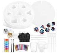 Zhdbchyuu Resin Dice Making Kit with Stereoscopic Silicone Mold Gloves Mixing Sticks Measuring Cup pour Cups Droppers for Crafts