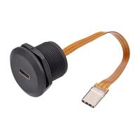 Zhdbchyuu Round Panel Mount USB Type C 3.1 Female to Male PFC Flat Cable Industrial Threaded Power Charging Connector 10cm