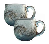 Zhdbchyuu Sea Glass Wave Mug, Textured Beach Theme Drinkware Handcrafted with Swirls, Sea-Cup for Tea, Coffee, Wine, Or Cocktails