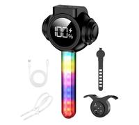 Zhdbchyuu Smart Bike Tail Light,LCD Screen Bicycle Taillight Intelligent Brake Sensing Rear Bike Light with RGB Flowing Lights