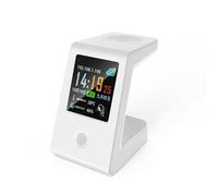 Zhdbchyuu Smart WiFi Weather Clock with Wireless Charging,Touch Control Digital Desk Clock, Real Time Weather Display,Multi Themes