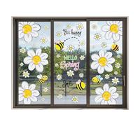 Zhdbchyuu Spring Daisy Window Clings: Large Hello Spring Stickers with Bee Happy Designs for Glass Decor