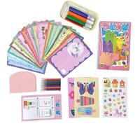 Zhdbchyuu Squeegee Art Kids Paint Kit DIY Painting Rainbow Dot Color Scratch Craft Set Handmade Graffiti Scratch Painting Paper