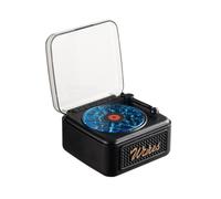 Zhdbchyuu Tinghai Retro Bluetooth Speaker Mini Wireless Stereo Ambient Light Subwoofer White Noise Vinyl Record Player Black