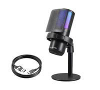 Zhdbchyuu USB Gaming Microphone with RGB, Volume Control Knob, Touch Mute, Streaming Podcast Condenser Mic for PC, Recording
