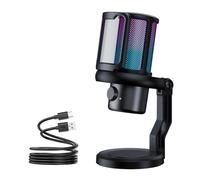 Zhdbchyuu USB Microphone for Recording and Streaming on PC RGB Gaming Microphone with Touch-Mute Button Noise Cancellation