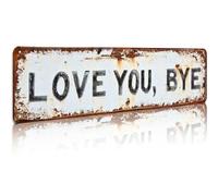 Zhdbchyuu Vintage Love You Bye Bye Metal Sign 2D Flat Wall Decor for Home Bar Cafe Garage - Retro Tin Plaque, Random Hole Style