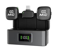 Zhdbchyuu Wireless Lavalier Microphone, AI Noise Cancellation, Digital Display, Clip-on Lapel Mic for Streaming Vlog Recording