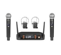 Zhdbchyuu Wireless Microphone+Headsets Handheld 4 Channel UHF Fixed Frequency Dynamic Microphone System for Karaoke Band Church EU