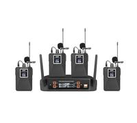 Zhdbchyuu Wireless Microphone Lavalier 4 Channel UHF Fixed Frequency Dynamic Microphone for Karaoke Wedding Party Band Church EU