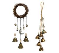 Zhdbchyuu Witch Bells for Door Knob for Protection, 2 Pack Handmade Witch Bells 13.5 & 12.2 inch with Brass Bells and Spell Jars
