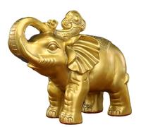 ZHDECOR Figurine d'éléphant en laiton, décor Feng Shui doré | Statue d'animal faite à la main, sculpture de richesse et de prospérité, cadeaux porte-bonheur pour femmes et hommes