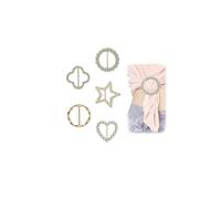 ZHDHDQ Lot de 5 pinces à cravate en soie pour femme, anneau d'écharpe en soie, bouton noué, motif marguerite, étoiles, cercle, boucle pour vêtements, anneau de support rond pour écharpes, Acier