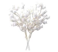 ZHDOKA 9,4 Pouces Tiges de Baies Blanches de Noël, 6 Pièces Mini Branches de Fleurs de Grenade Artificielles Fausses Baies en Mousse Pics à Fruits pour Ornements d'arbre de Noël Bricolage(Blanc)