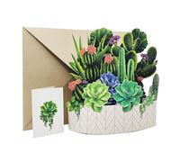 ZHDOKA Carte de Vœux Pop-up Faite à la Main avec Bouquet de Fleurs, Papier 3D, Cactus, Marguerites, Roses, Lys, Carte Pop-up avec Carte Vierge et Enveloppe pour Femmes, Meilleures Amies,(Cactus)